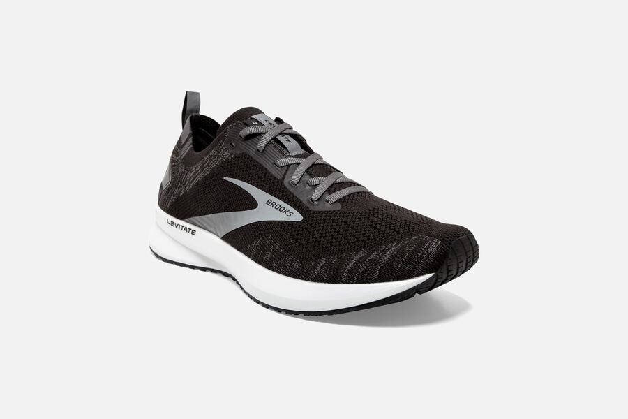 Brooks Running Shoes - Levitate 4 Road Mens - Black/White - FKS-431785